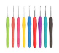 iJiGui Set di 9 Uncinetti in Diverse Misure, Ganci per Uncinetto, Aghi per Uncinetti in Alluminio Multicolore, 2 mm~6 mm, Ferri da Maglia Ergonomici Morbidi Impugnature in Gomma Antiscivolo