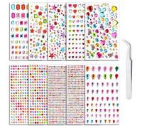 iJiZuo 10 Fogli 3500 Pezzi Strass Autoadesivo, con Pinzette, Gemme Rotondo di Perline, Acrilico Diamante Strass Sticker, per Telefono PC Decorazione Fai da Te, Make-up,Unghie