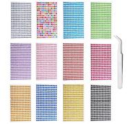 iJiZuo 12 Fogli 4140 Pezzi Strass Autoadesivo, con Pinzette, 5mm Gemme Rotondo di Perline, Acrilico Diamante Strass Sticker, per Telefono PC Decorazione Fai da Te, Make-up,Unghie