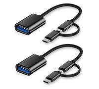 iJiZuo 2 in 1 OTG Adattatore USB C/Micro a USB [2 Pezzi], USB C a USB Femmina, Cavo OTG Compatibile con Samsung Galaxy Huawei Xiaomi Redmi Apple iPhone 15 PRO Max Plus