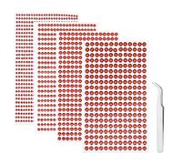 iJiZuo 4 Fogli 1792 Pezzi Strass Autoadesivo, con Pinzette, 3/4/5/6 mm Gemme Rotondo di Perline, Acrilico Diamante Strass Sticker, per Telefono PC Decorazione Fai da Te, Make-up, Unghie-Rosso