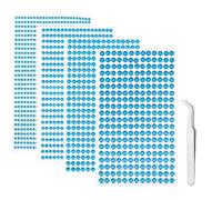 iJiZuo 4 Fogli 1792 Pezzi Strass Autoadesivo, con Pinzette, 3/4/5/6 mm Gemme Rotondo di Perline, Acrilico Diamante Strass Sticker, per Telefono PC Decorazione Fai da Te, Make-up, Unghie-Blu
