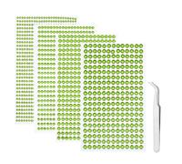 iJiZuo 4 Fogli 1792 Pezzi Strass Autoadesivo, con Pinzette, 3/4/5/6 mm Gemme Rotondo di Perline, Acrilico Diamante Strass Sticker, per Telefono PC Decorazione Fai da Te, Make-up, Unghie-Verde