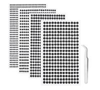 iJiZuo 4 Fogli 1792 Pezzi Strass Autoadesivo, con Pinzette, 3/4/5/6 mm Gemme Rotondo di Perline, Acrilico Diamante Strass Sticker, per Telefono PC Decorazione Fai da Te, Make-up, Unghie-Nero