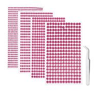 iJiZuo 4 Fogli 1792 Pezzi Strass Autoadesivo, con Pinzette, 3/4/5/6 mm Gemme Rotondo di Perline, Acrilico Diamante Strass Sticker, per Telefono PC Decorazione Fai da Te, Make-up-Rosso Rosa