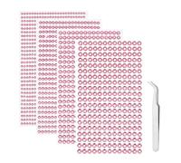 iJiZuo 4 Fogli 1792 Pezzi Strass Autoadesivo, con Pinzette, 3/4/5/6 mm Gemme Rotondo di Perline, Acrilico Diamante Strass Sticker, per Telefono PC Decorazione Fai da Te, Make-up, Unghie-Rosa