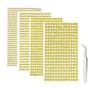 iJiZuo 4 Fogli 1792 Pezzi Strass Autoadesivo, con Pinzette, 3/4/5/6 mm Gemme Rotondo di Perline, Acrilico Diamante Strass Sticker, per Telefono PC Decorazione Fai da Te, Make-up-Giallo Chiaro