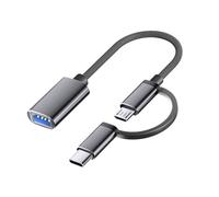 iJiZuo Adattatore 2 in 1 USB C/Micro a USB, Cavo OTG USB Micro e Tipo C Universale in Nylon Intrecciato, Compatibile con Il Telefono Andriod, PC, Samsung, ECC.(Grigio)