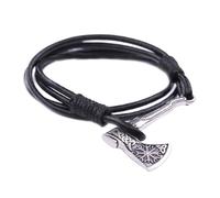 Ijksbehjf Bracciale da uomo in pelle con ciondolo a forma di ascia che simboleggia forza e coraggio, gioiello alla moda per collana Grucifix trendsetters, Misura unica, come descritto
