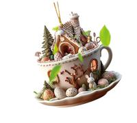 Ijksbehjf Ciondolo a tema pasquale a forma di coniglio, in acrilico, per chiavi o decorazione dell'auto, ornamento decorativo per la casa della tazza di caffè