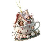 Ijksbehjf Ciondolo a tema pasquale a forma di coniglio, in acrilico, per chiavi o decorazione dell'auto, ornamento decorativo per la casa della tazza di caffè