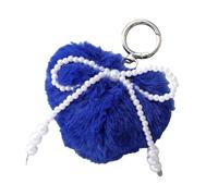 Ijksbehjf Portachiavi con pompon in pelliccia sintetica anelli a sfera ciondolo per borsa pellicce soffici pompon portachiavi per donne ragazze accessori per borse anelli auto, Blu