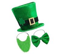 Ijksbehjf Set di 3 pezzi per il giorno di Patrick, tra cui cappello a cilindro, fiocchi e accessori per feste di gruppo, costume da parata