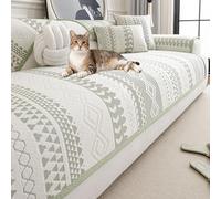 IJNBHU Copertura geometrica per divano da 2, 3, 4 posti, fodera Chenille AB a doppia faccia per divano ad angolo, copertura per divano tutto l'anno, per cani, gatti e animali domestici,Verde,70*120cm