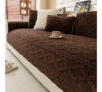 IJNBHU Copridivano 1/2/3/4 Posti con Braccioli e AntiGraffio Gatto, Copridivano Moderno Universale per Divano con Braccioli a Penisola,Dark Brown,70 * 210cm