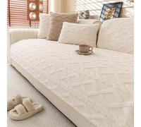 IJNBHU Copridivano 1/2/3/4 Posti con Braccioli e AntiGraffio Gatto, Copridivano Moderno Universale per Divano con Braccioli a Penisola,Bianca,90 * 160cm