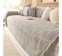 IJNBHU Copridivano 4 Posti, 180×380CM, Telo Copridivano Universale Quattro Stagioni,con Nappe Decorative e Resistente ai Graffi degli Animali Domestici,Dark Gray,180 * 180cm