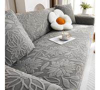 IJNBHU Copridivano Elasticizzato 1 2 3 4 5 Posti, Copridivani Fantasia Copertura Divano Velluto Jacquard Ispessito Fodera Divano Antimacchia Lavabile Antiscivolo,Dark Grey,S