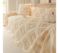 IJNBHU Copridivano in Cotone Lavato al 100%, per divani a 2, 3, 4 posti,Antiscivolo Adatto Animali Domestici Copertura Protettiva per Copridivani Soggiorno,Light Brown,180 * 380cm