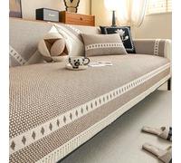 IJNBHU Copridivano Universale Lavabile, Copri Divano 2 Posti e 3 Posti con Fondo Antiscivolo, Cotone e Lino Copridivani, Sofa Protezione for Mobili a Forma di L/U,Taupe,110 * 180cm