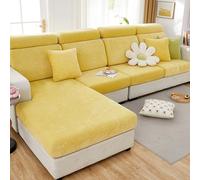 IJNBHU Copriseduta Divano Elasticizzato, Copertura per Gli Schienali copridivano Antiscivolo per Divano a Forma di L, copricuscino Universale per Divano,Giallo,Larger Size 2XL