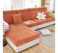 IJNBHU Copriseduta Divano Elasticizzato, Copertura per Gli Schienali copridivano Antiscivolo per Divano a Forma di L, copricuscino Universale per Divano,Arancia,Headrest Size S