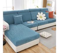 IJNBHU Copriseduta Divano Elasticizzato, Copertura per Gli Schienali copridivano Antiscivolo per Divano a Forma di L, copricuscino Universale per Divano,Blu,Larger Size L