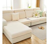 IJNBHU Copriseduta Divano Elasticizzato, Copertura per Gli Schienali copridivano Antiscivolo per Divano a Forma di L, copricuscino Universale per Divano,Bianca,Backrest Size L