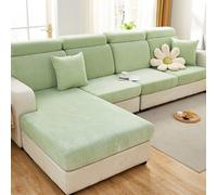 IJNBHU Copriseduta Divano Elasticizzato, Copertura per Gli Schienali copridivano Antiscivolo per Divano a Forma di L, copricuscino Universale per Divano,Verde,Larger Size S