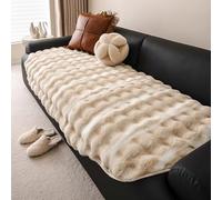 IJNBHU Felpato Copridivano Coperta, Coperta in Pelliccia di Coniglio Finta,Copri Divano Angolare, Morbidissima, Antiscivolo, per Divano, Tappeto,Davanzale,Light Brown,45 * 45cm