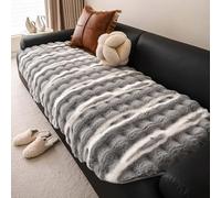 IJNBHU Felpato Copridivano Coperta, Coperta in Pelliccia di Coniglio Finta,Copri Divano Angolare, Morbidissima, Antiscivolo, per Divano, Tappeto,Davanzale,Grigio,90 * 210cm