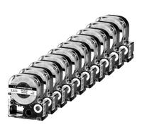 IJOSADON 12mm SS12KW Nastro 10-20pk per LK-4Wbn Black su etichette di cartuccia bianche compatibili con stampanti con etichetta LW-300 LW-400(10PK Black on White)