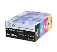 IJOSADON Cartuccia d'inchiostro pigmentata per stampante per etichette Europa SJIC22P 22P compatibile con la serie TM-C3500(1 SET)
