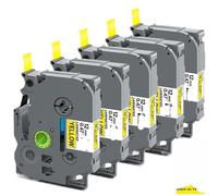 IJOSADON Nastro etichetta compatibile 12mm 5 pezzi per modelli di maker di etichetta TZ 231 131 431 TZ-231 531 631 731 funziona con Pt-H110 e altre stampanti etichetta compatibili(Black on Yellow)