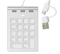 IJSDNVJNDX Pad per Contabilità Bancaria, Tastierino Numerico Cablato USB e Type C con 3 Porte Hub USB 2.0, Compatibile con Laptop.