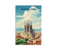 ijshndgn Poster artistico vintage Barcellona, decorazione estetica per camera da letto, soggiorno, pareti, 20 x 30 cm, senza cornice