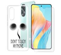 IJTYHF Cover per Oppo A58 4G CPH2577 (6.72 Pollici) Custodia Silicone Trasparente TPU Phone Case Bumper Shell Skin + Vetro Temperato Protezioni scherm -Non toccarmi