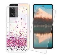 IJTYHF Cover per TCL 40 NXTpaper (6.78 Pollici) Custodia Silicone Trasparente TPU Phone Case Bumper Shell Skin + Vetro Temperato Protezioni scherm -Amore -WM85
