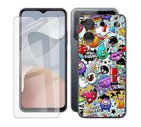IJTYHF Cover per ZTE Blade A54 (6.60 pollici) Custodia morbido Silicone Black TPU Phone Case Bumper Shell Skin + Vetro Temperato Protezioni scherm -Cartoon parodia-40