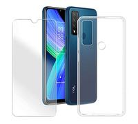 IJTYHF Vetro Temperato Pellicola Vetro Glass Film + Cover per TCL 20 R 5G T767H (6.52 Pollici) Custodia Silicone Trasparente TPU Case Shell Skin Bumper