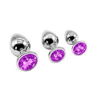 IJYH- 3x Plug Metallo Plug Diamante di Cristallo Trasparente Viola in 3 Taglie Ṕlūg Ḁnàli Ḁnàlé Ḅūṱṱ Ṕlūg ḀnâlêŜêx Pîccólo Dilàtâtore Ânâls Dónna Ḁmǎl Ṕļūgs Plây Ṕlūg Ânâlṕlūg Tóy