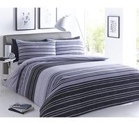 IK Trading Parure di copripiumino e federe, in tessuto testurizzato, dalla gamma Pieridae, con motivo a righe, colore: nero e grigio (super king)