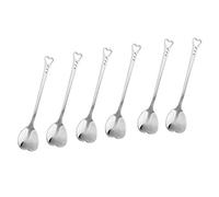 IKAAR Cucchiaini da tè in acciaio inox, a forma di cuore, ideali per caffè, dessert e gelato, confezione da 6