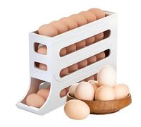 Ikaif Dispenser Automatico per Uova a 4 Livelli, Organizzatore per Uova Salvaspazio per Frigorifero e Bancone, Organizer per Uova in Plastica Durevole (Bianco)