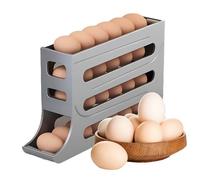 Ikaif Dispenser per uova a rotazione automatica a 4 livelli, portauova salvaspazio per frigorifero e piano di lavoro, organizer per uova da cucina in plastica resistente (grigio)