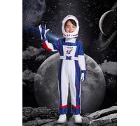 IKALI Costume da astronauta per bambini, costume spaziale per ragazze e ragazzi, tuta da pilota con cappello, guanto, casco, 3-4 anni