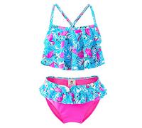 IKALI Costume da Bagno Bambine e Ragazze, Flamingo Costumi a Due Pezzi Bikini Estivo da Spiaggia