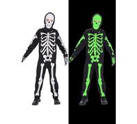 IKALI Costume da scheletro per bambini, vestito spaventoso per Halloween, vestito da teschio per festa di Carnevale, Giornata Mondiale del Libro 3-4 anni