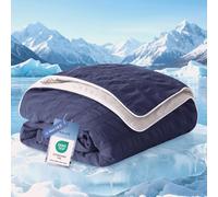 IKALIFE Coperta Refrigerante Letto - Coperta Rinfrescante per l'estate Copriletto Matrimoniale Estiva Q-Max>0,5 Cooling Blanket Fresca Fredda Coperte Rinfrescanti per Divano Blu Navy 150x200 cm