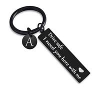 IKANOO Drive Safe Portachiavi 26 lettere Portachiavi Drive Safe I Need You Here With Me Regali per Natale Regali di compleanno, Blacka., Large